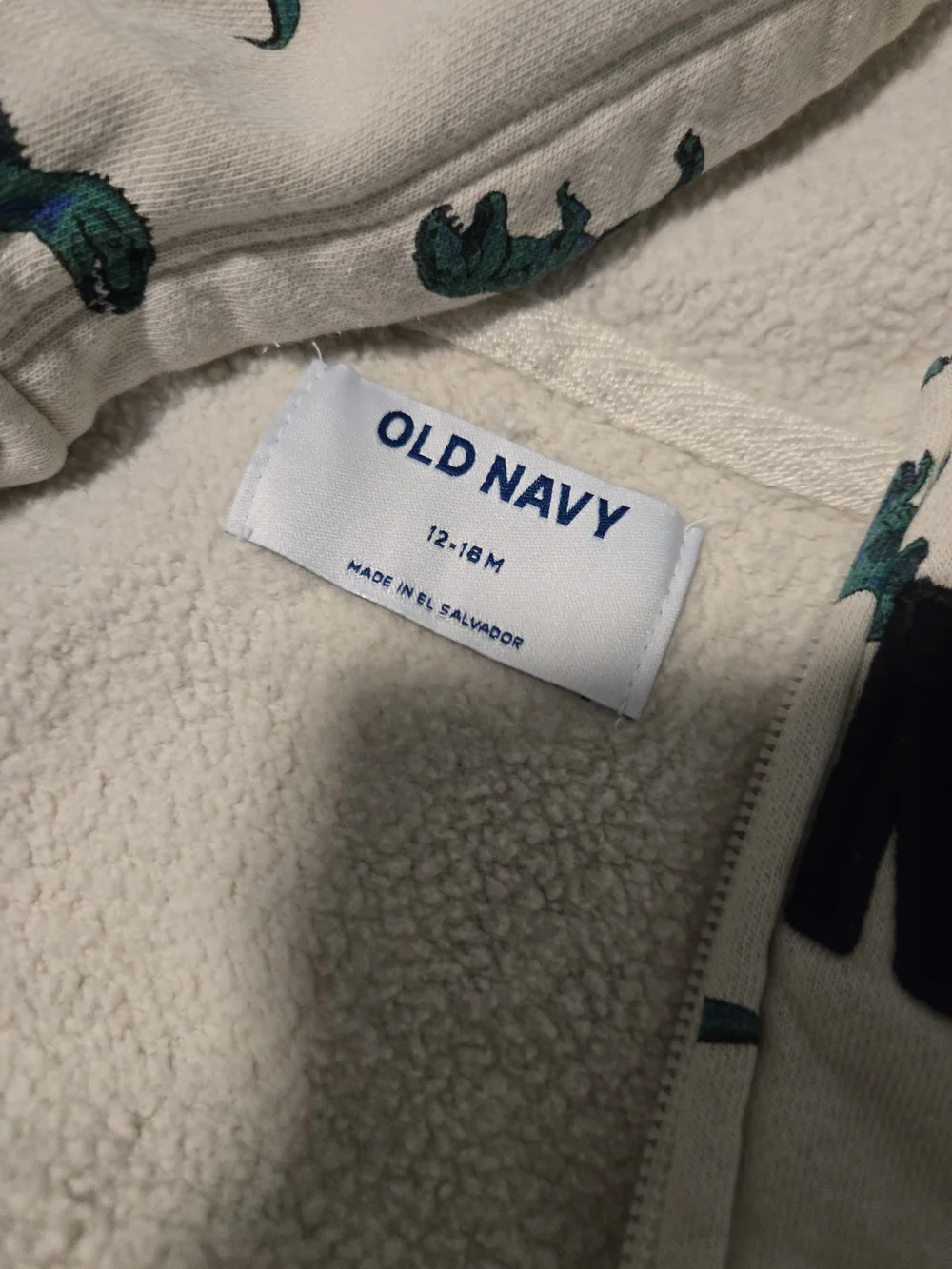 Old Navy Cream Hoodie and Joggers with Green Dino Print